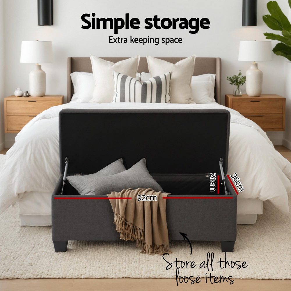 Artiss Storage Ottoman Blanket Box PU Leather Fabric Chest Toy Foot Stool LARGE - Picture 31 of 72
