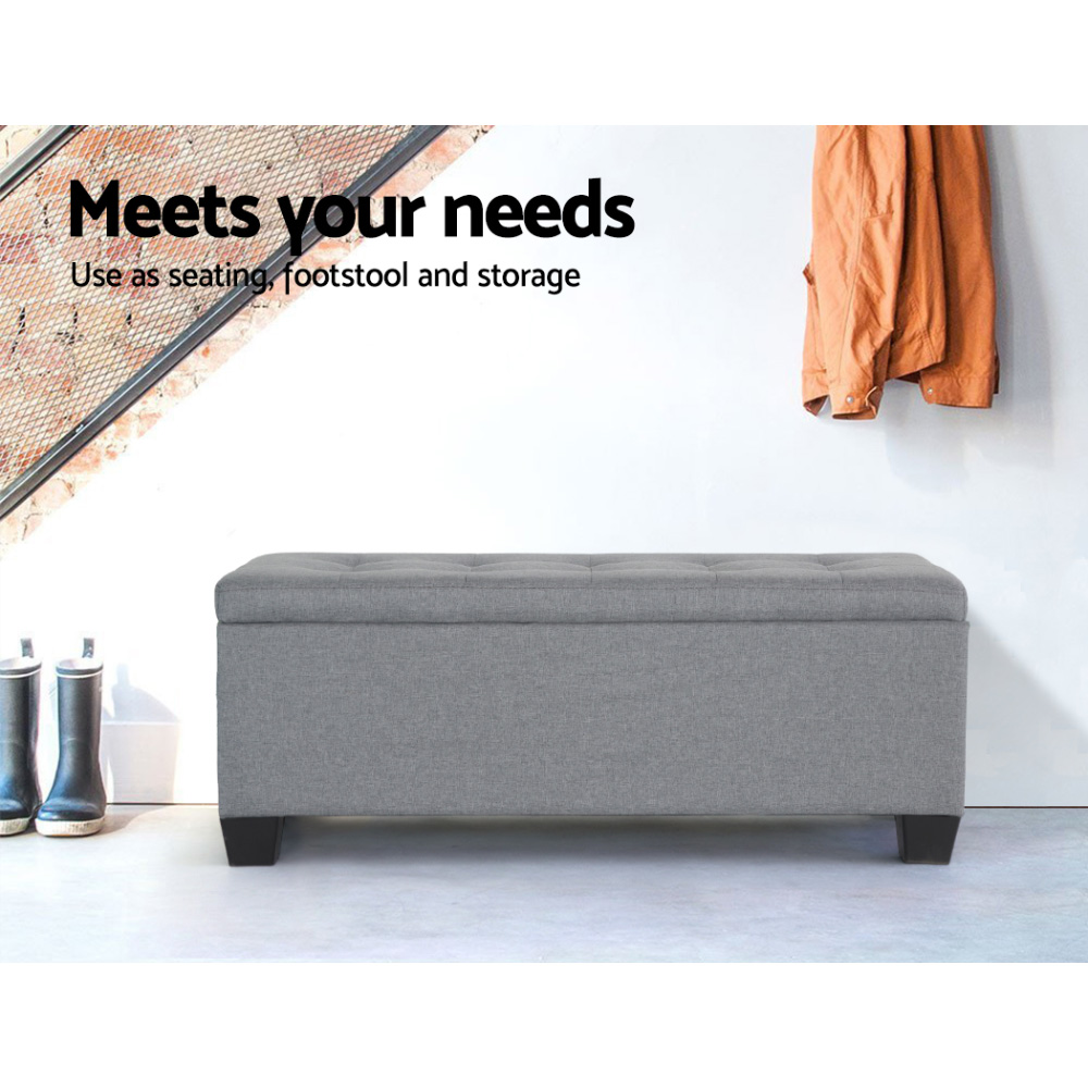 Artiss Storage Ottoman Blanket Box PU Leather Fabric Chest Toy Foot Stool LARGE - Picture 35 of 72