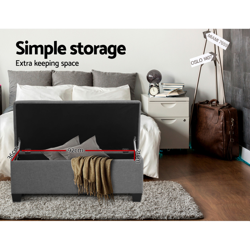 Artiss Storage Ottoman Blanket Box PU Leather Fabric Chest Toy Foot Stool LARGE - Picture 36 of 72