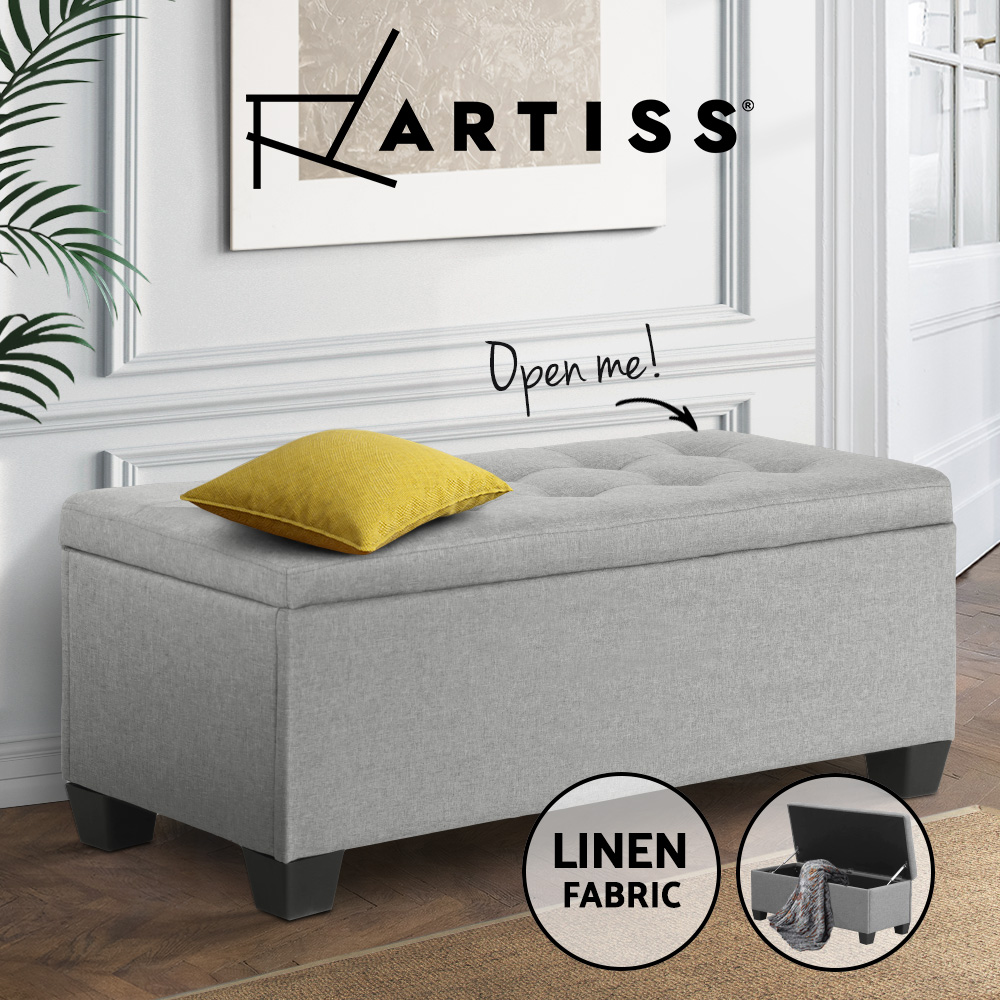 Artiss Storage Ottoman Blanket Box PU Leather Fabric Chest Toy Foot Stool LARGE - Picture 40 of 72