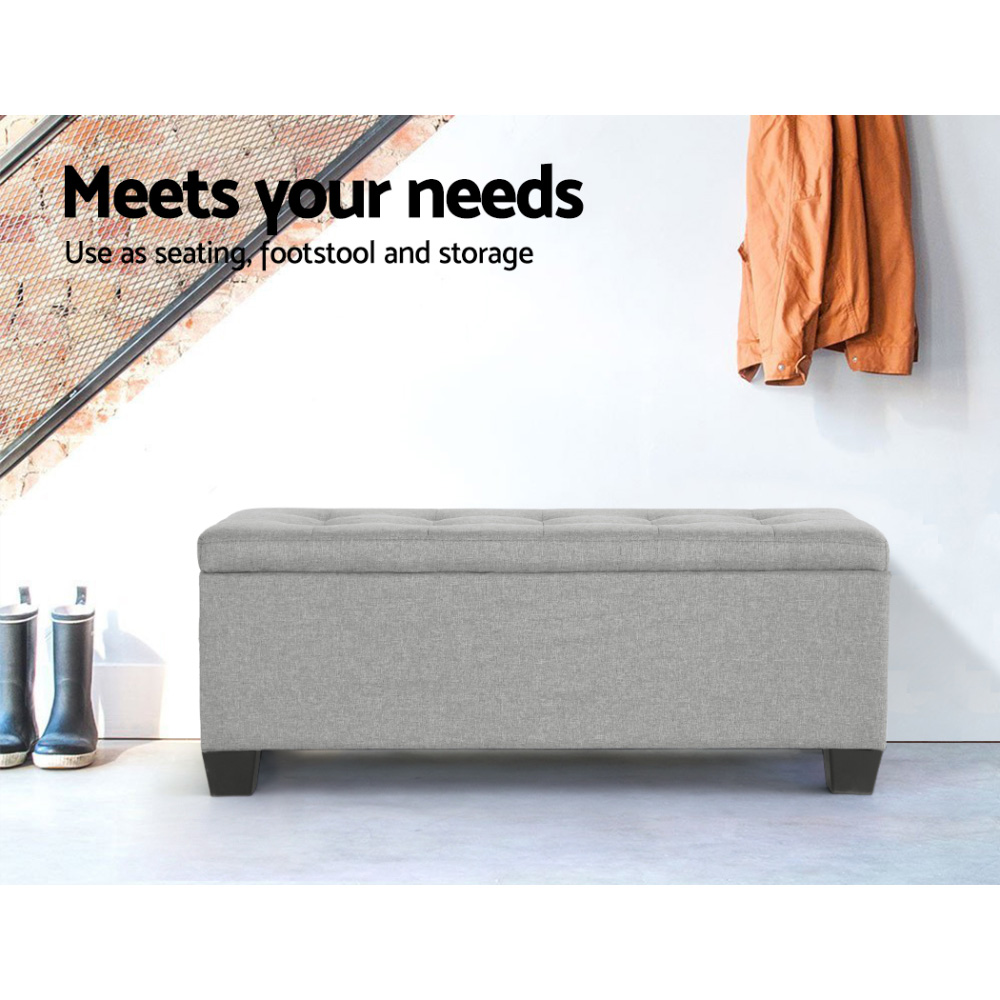 Artiss Storage Ottoman Blanket Box PU Leather Fabric Chest Toy Foot Stool LARGE - Picture 41 of 72