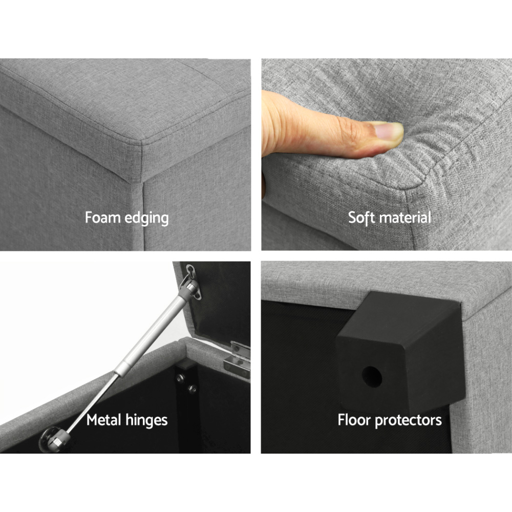 Artiss Storage Ottoman Blanket Box PU Leather Fabric Chest Toy Foot Stool LARGE - Picture 42 of 72