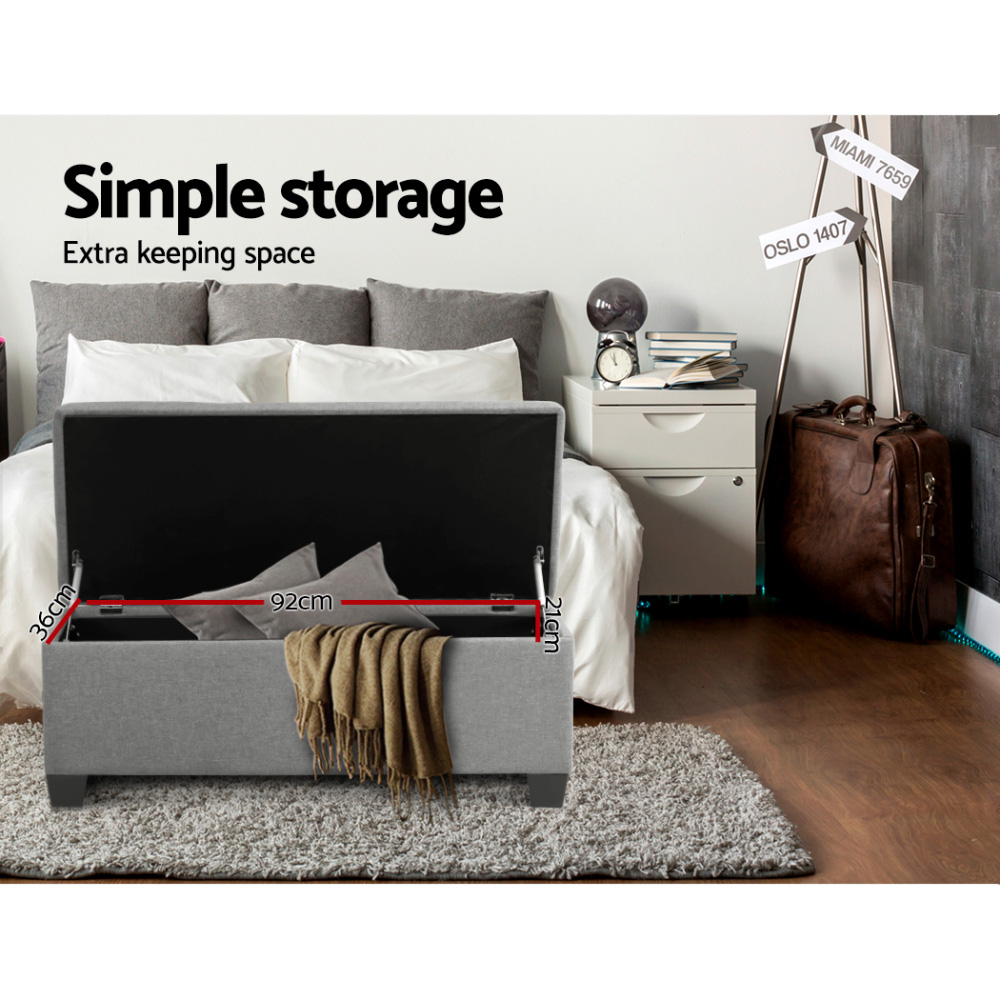 Artiss Storage Ottoman Blanket Box PU Leather Fabric Chest Toy Foot Stool LARGE - Picture 43 of 72