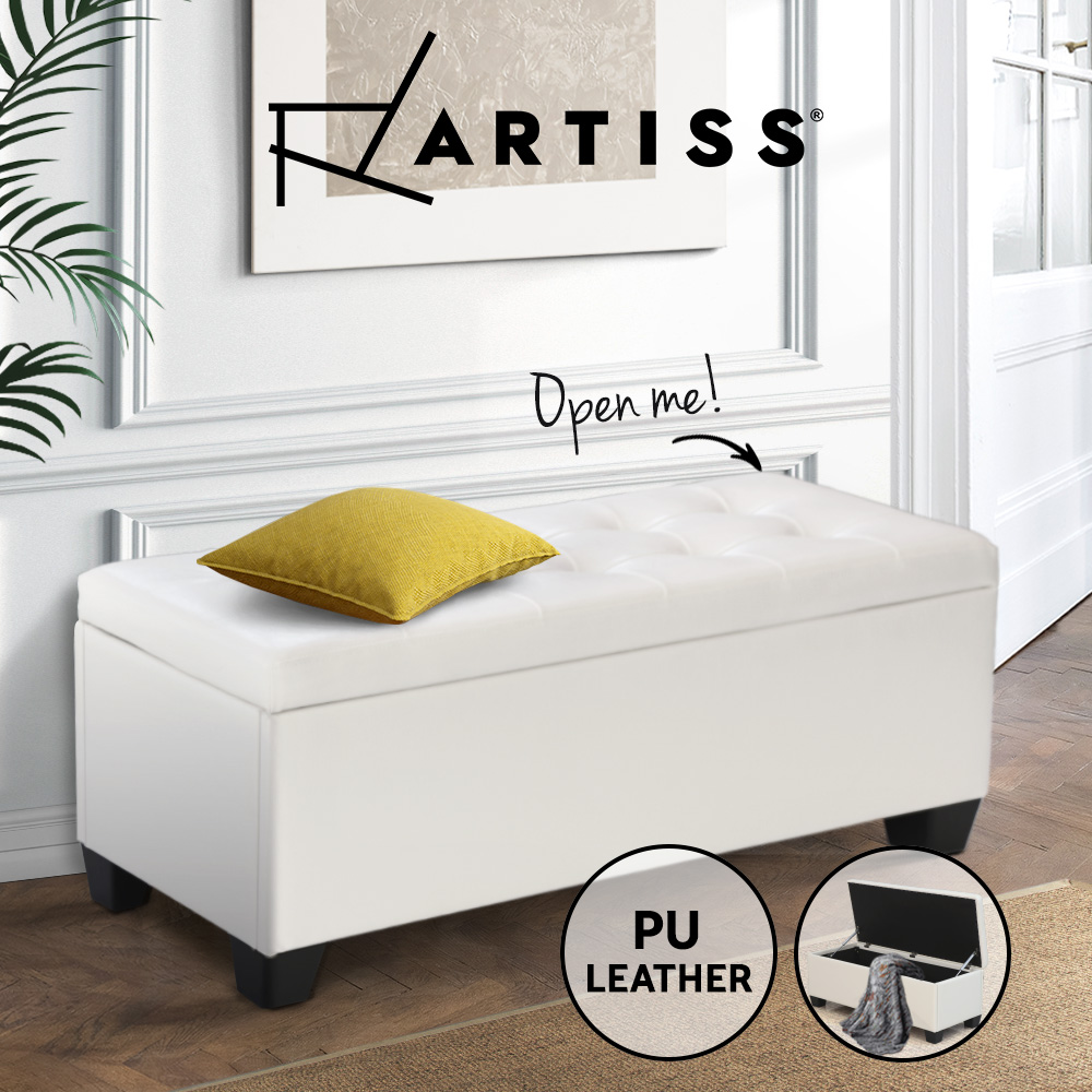 Artiss Storage Ottoman Blanket Box PU Leather Fabric Chest Toy Foot Stool LARGE - Picture 67 of 72