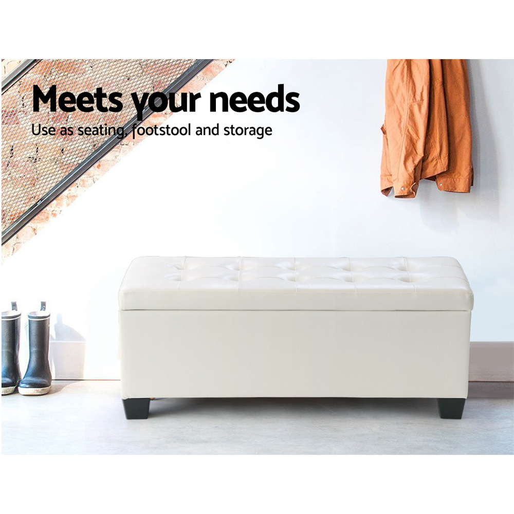 Artiss Storage Ottoman Blanket Box PU Leather Fabric Chest Toy Foot Stool LARGE - Picture 68 of 72