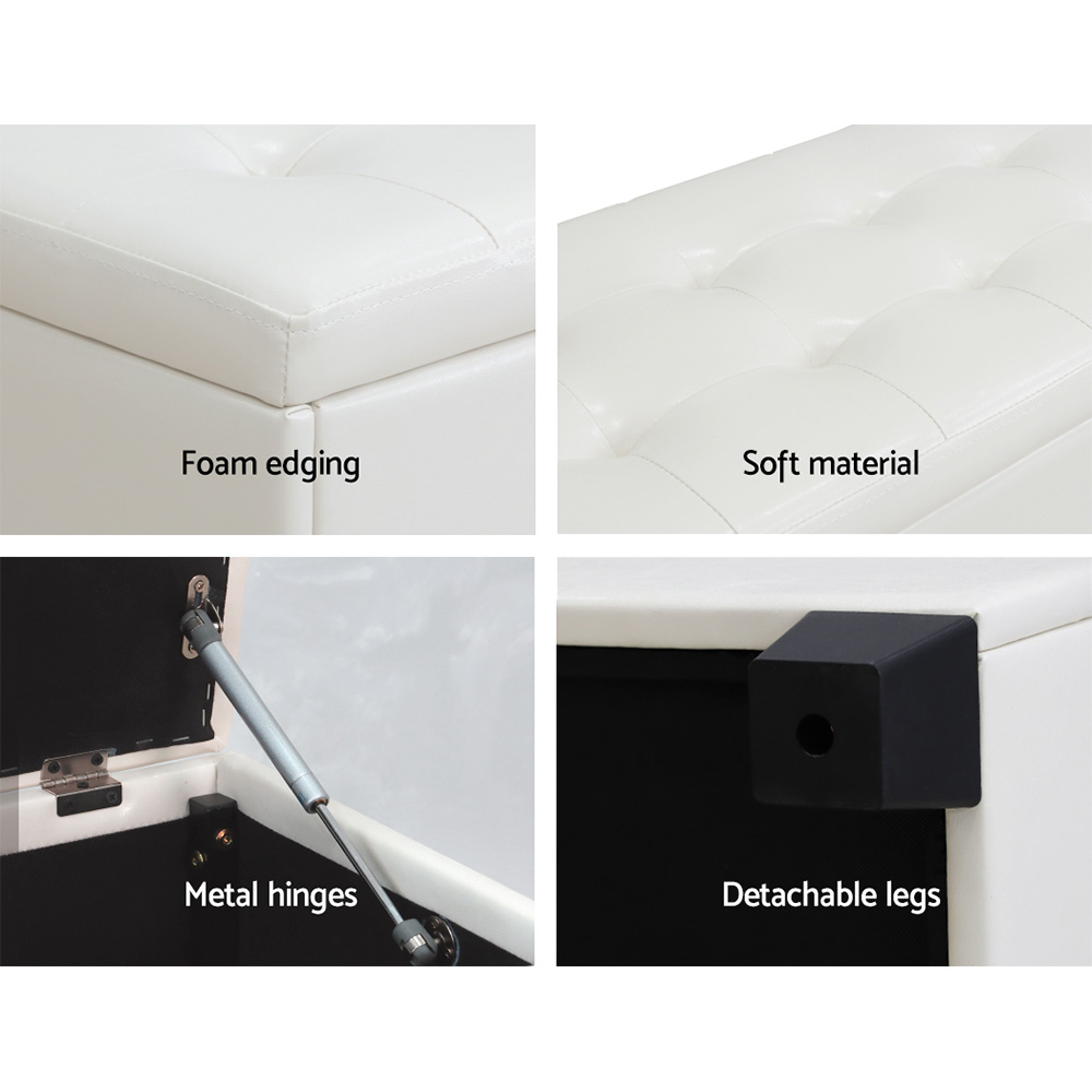 Artiss Storage Ottoman Blanket Box PU Leather Fabric Chest Toy Foot Stool LARGE - Picture 69 of 72