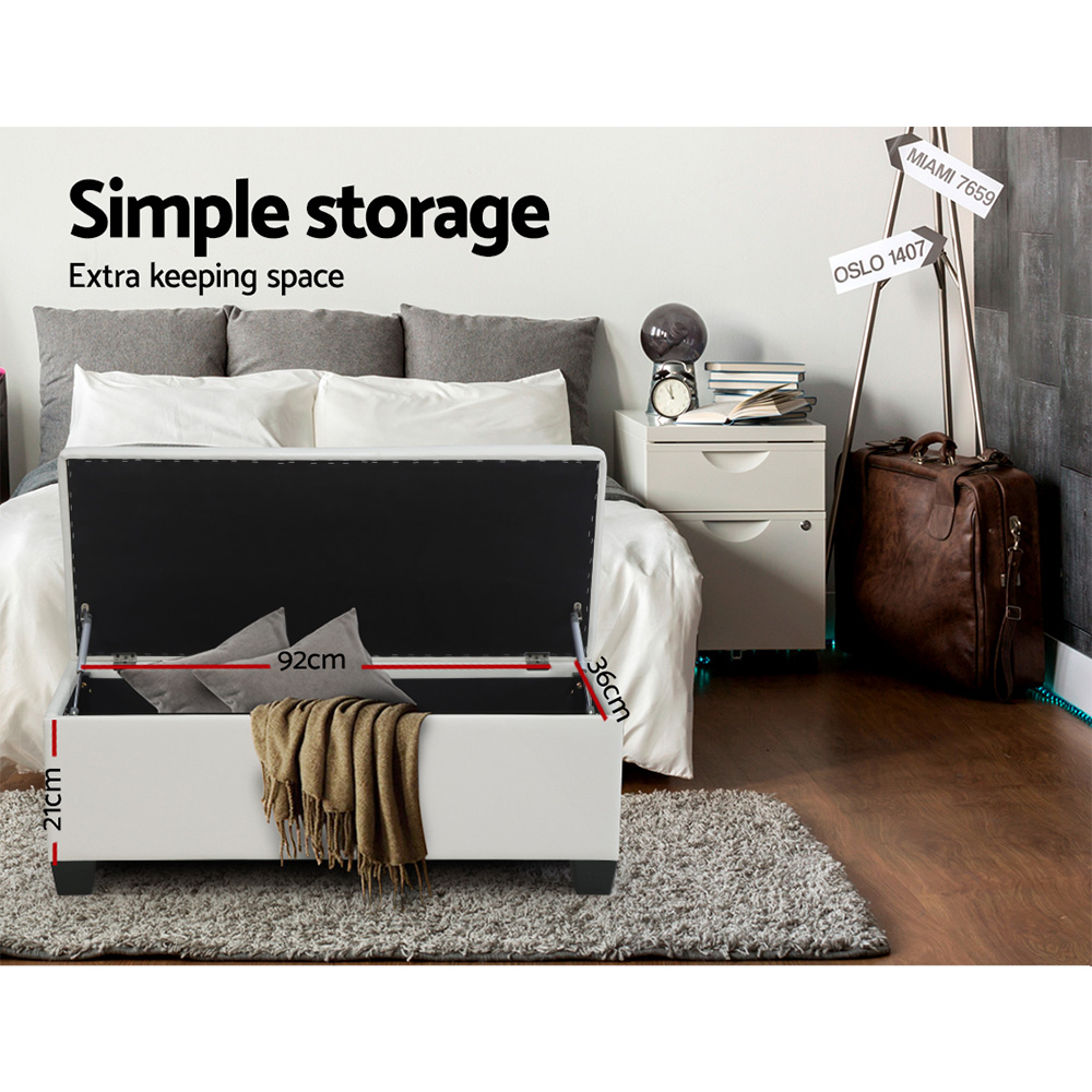 Artiss Storage Ottoman Blanket Box PU Leather Fabric Chest Toy Foot Stool LARGE - Picture 70 of 72