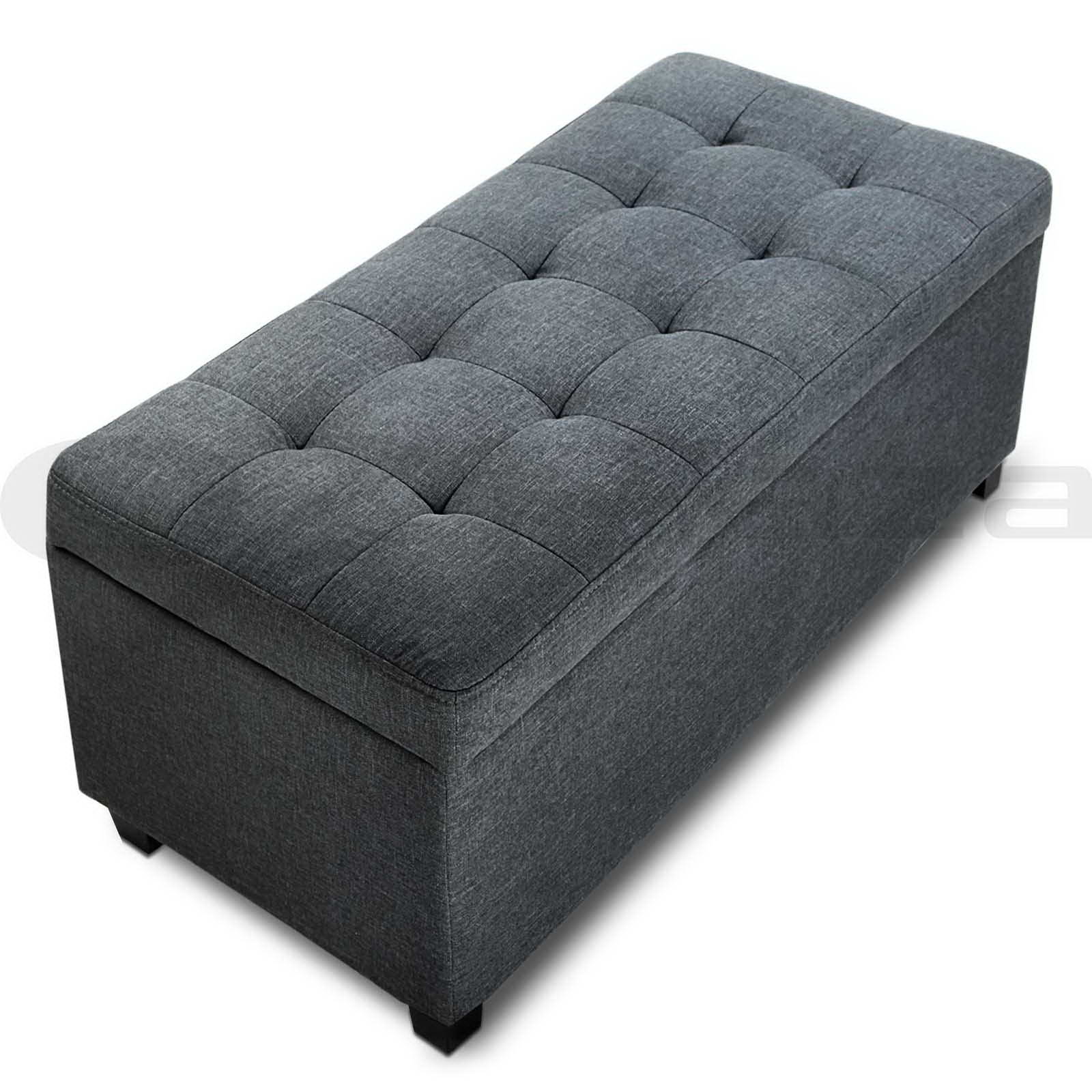 Blanket Box Storage Ottoman PU Leather Fabric Chest Toy Foot Stool Bed eBay