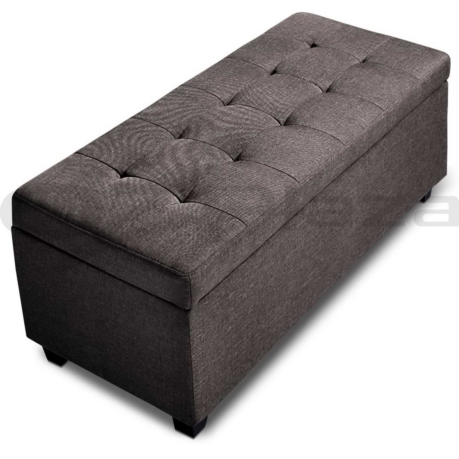 Blanket Box Storage Ottoman PU Leather Fabric Chest Toy Foot Stool Bed eBay