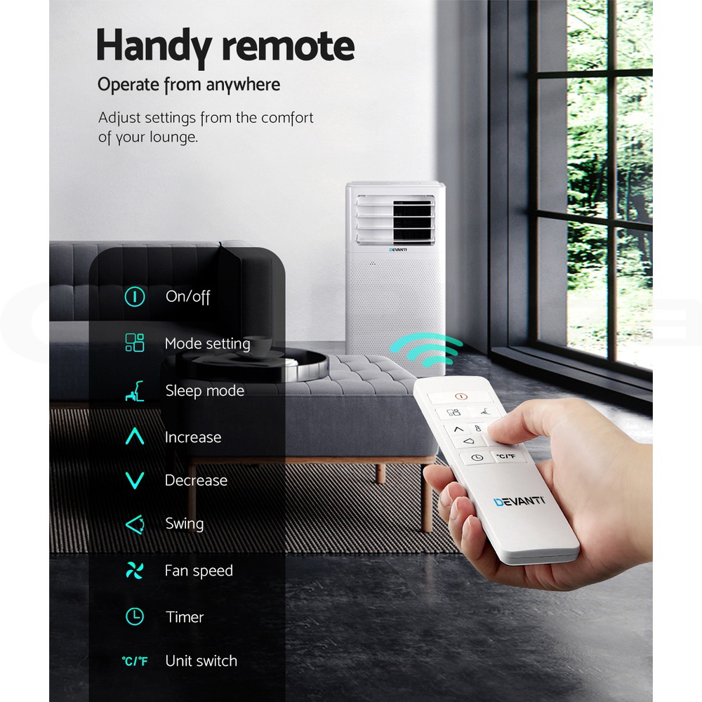Devanti Portable Air Conditioner Cooling Mobile Fan Window Cooler Dehumidifier - Picture 73 of 77