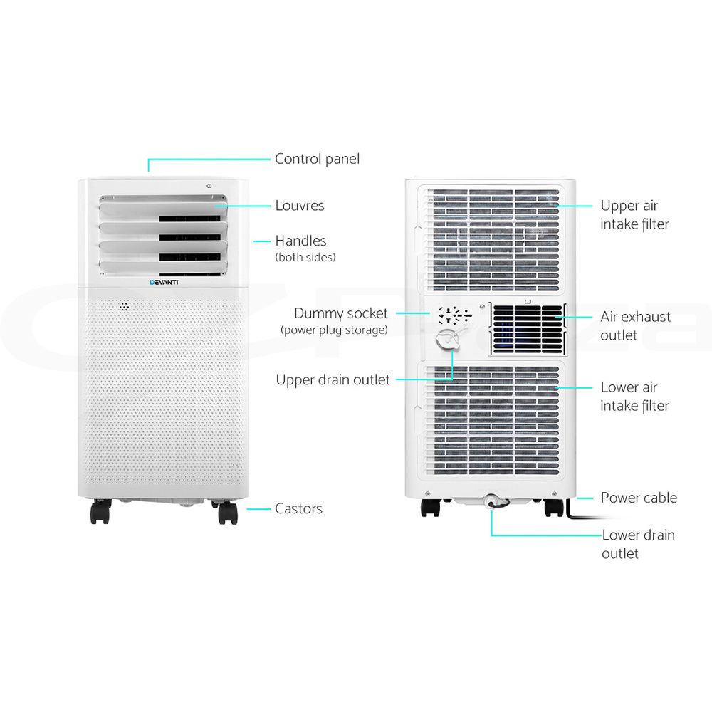 Devanti Portable Air Conditioner Cooling Mobile Fan Window Cooler Dehumidifier - Picture 75 of 77