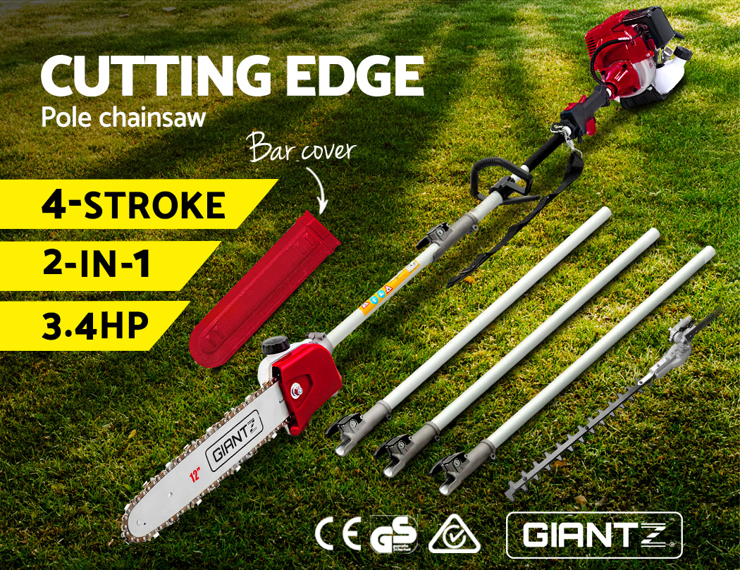 Giantz Pole Chainsaw 4 Stroke Petrol Hedge Trimmer Pruner Chain Saw