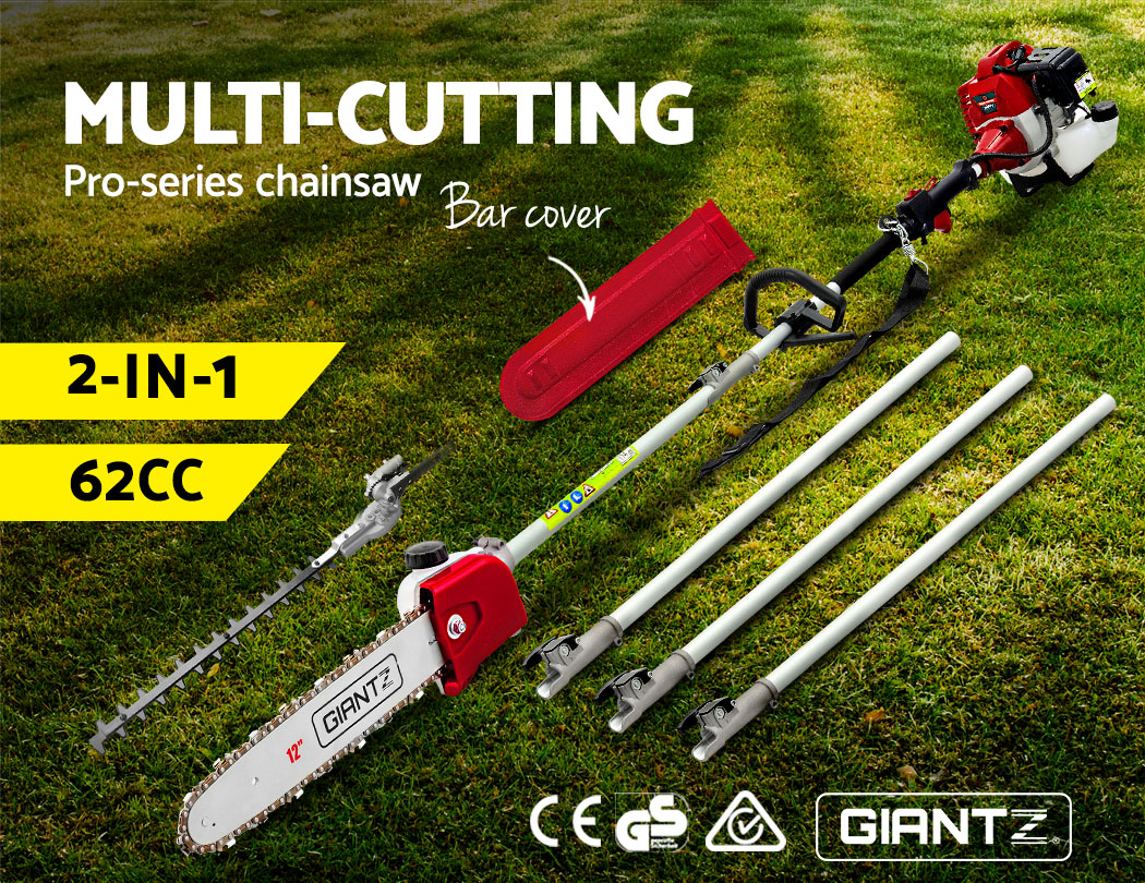 Giantz 62CC Petrol Pole Chainsaw Hedge Trimmer Pruner Chain Saw Brush