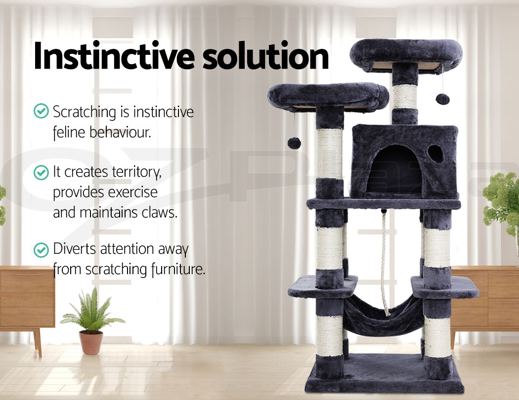 i.Pet Cat Tree Premium Scratching Post Scratcher Tower Condo House Grey