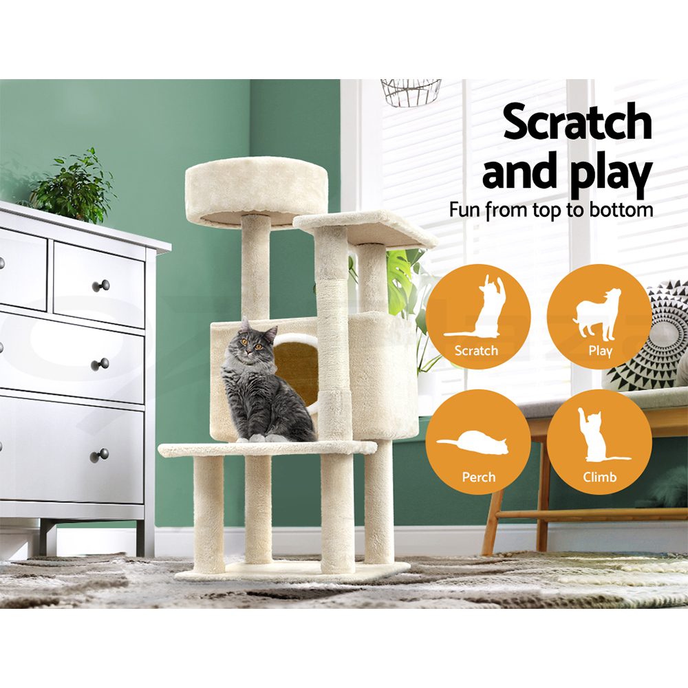 i.Pet Cat Tree Tower Scratching Post Scratcher Trees Wood Condo House 69-92cm - Picture 60 of 75