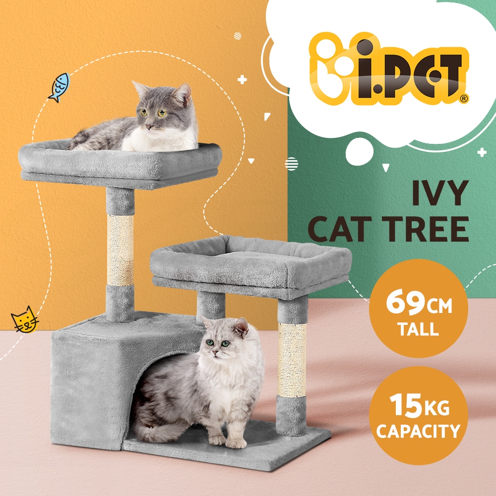 i.Pet Cat Tree Tower Scratching Post Scratcher Trees Wood Condo House 69-92cm - Picture 14 of 75