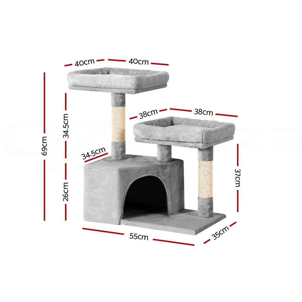 i.Pet Cat Tree Tower Scratching Post Scratcher Trees Wood Condo House 69-92cm - Picture 20 of 75