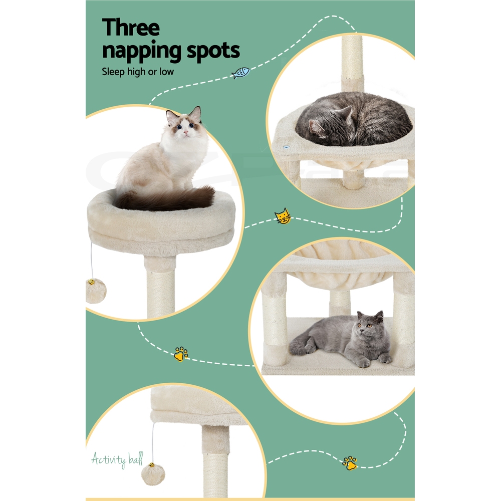 i.Pet Cat Tree Tower Scratching Post Scratcher Trees Wood Condo House 69-92cm - Picture 12 of 75