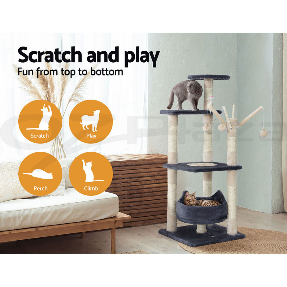 i.Pet Cat Tree Tower Scratching Post Scratcher Wood Condo Bed Toys Play Ladder - Picture 49 of 139