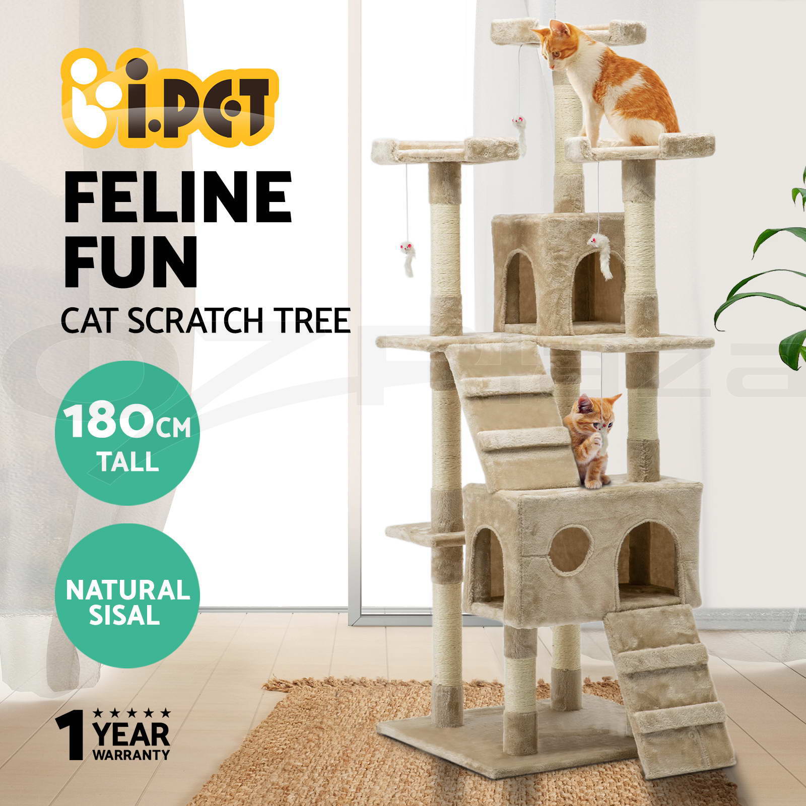 i.Pet Cat Tree Trees Scratching Post Scratcher Tower Condo House 180cm