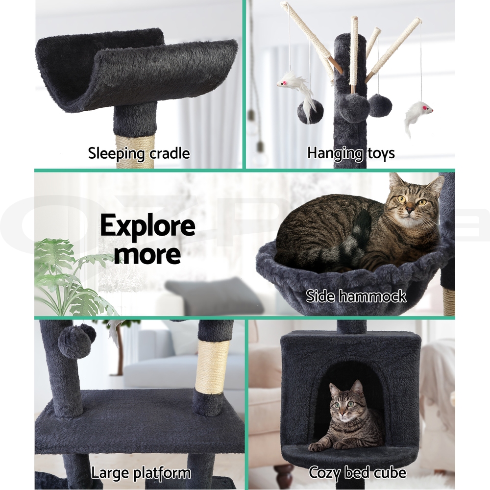 i.Pet Cat Tree Tower Scratching Post Scratcher Wood Condo Bed Toys Play Ladder - Picture 85 of 139