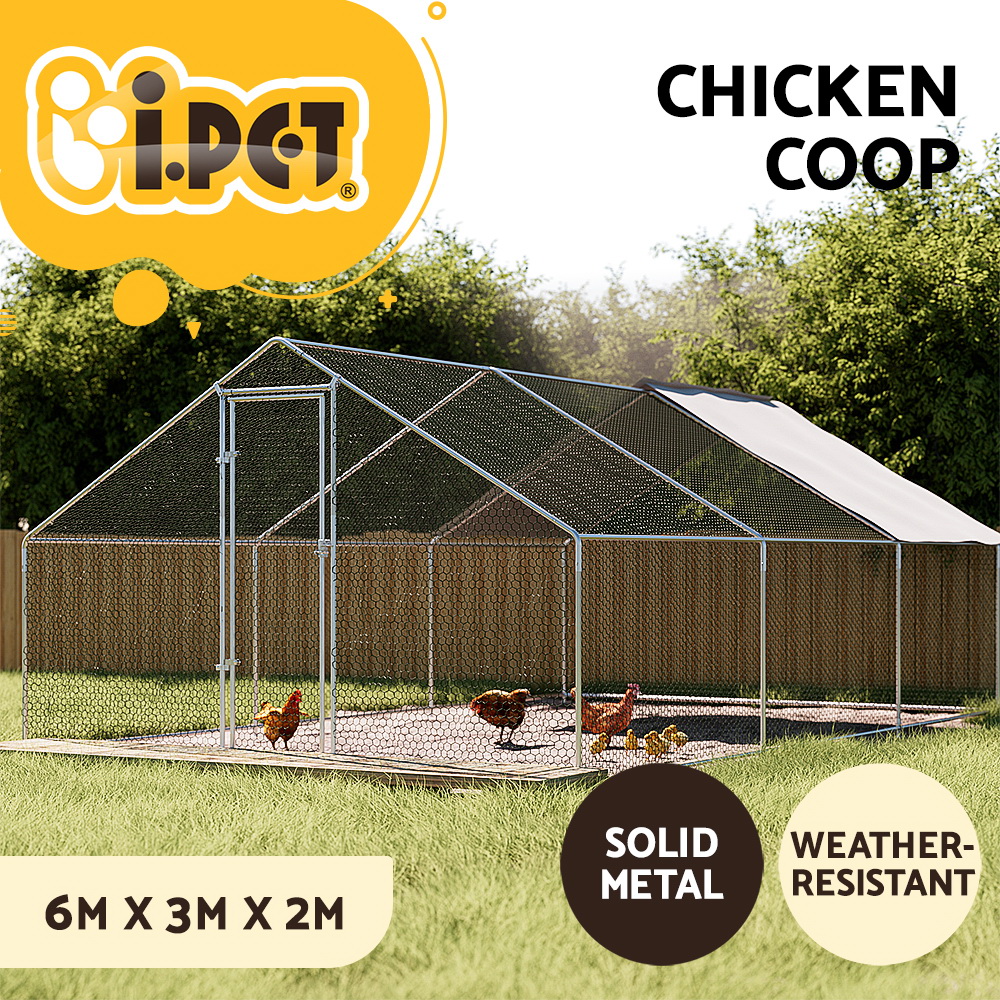i.Pet Chicken Coop Cage Run Rabbit Hutch Large Walk In Hen House Cover Ferret - Picture 11 of 14
