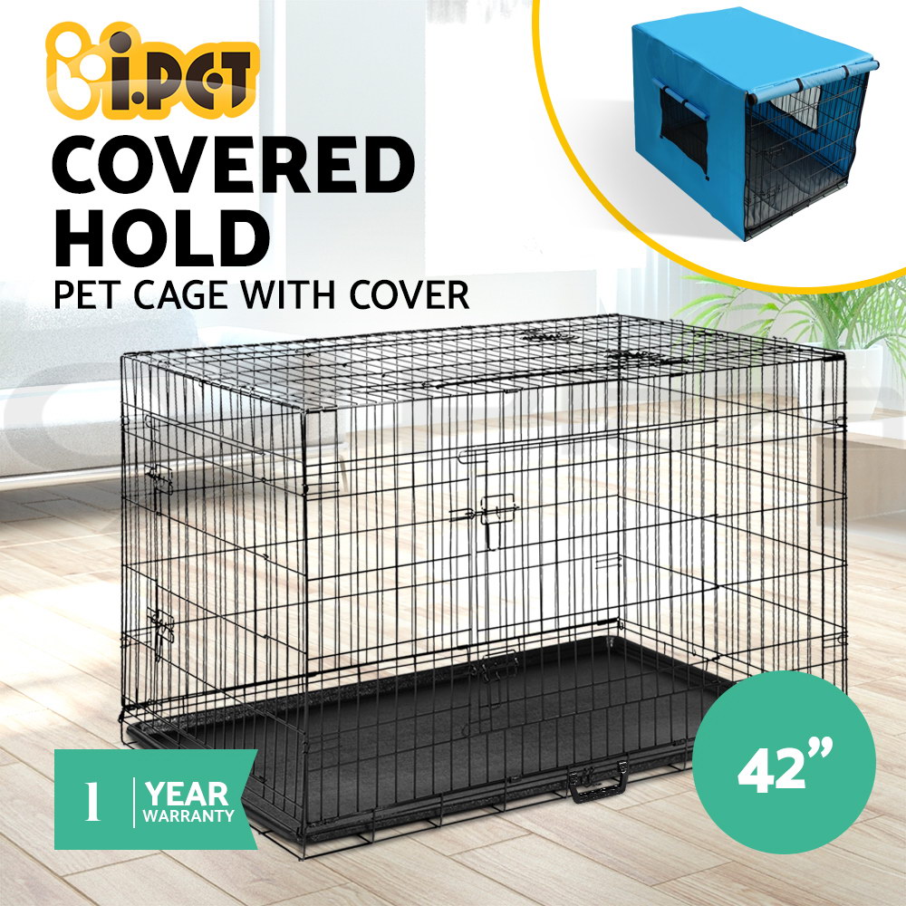 i.Pet Pet Dog Cage Crate Kennel Cat Collapsible Metal Cages 24" 48