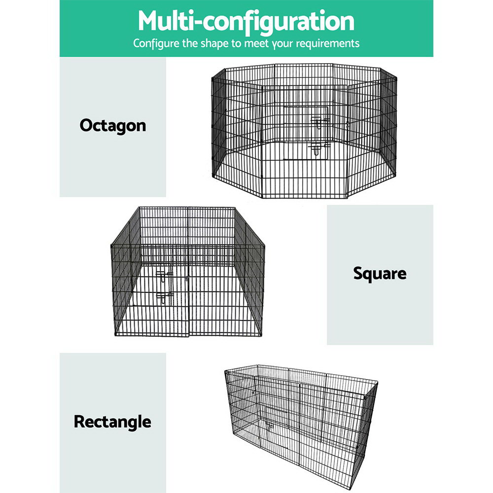 i.Pet Pet Dog Playpen Enclosure Cage 8 Panel Puppy Fence Play Pen Foldable Metal - Picture 47 of 97