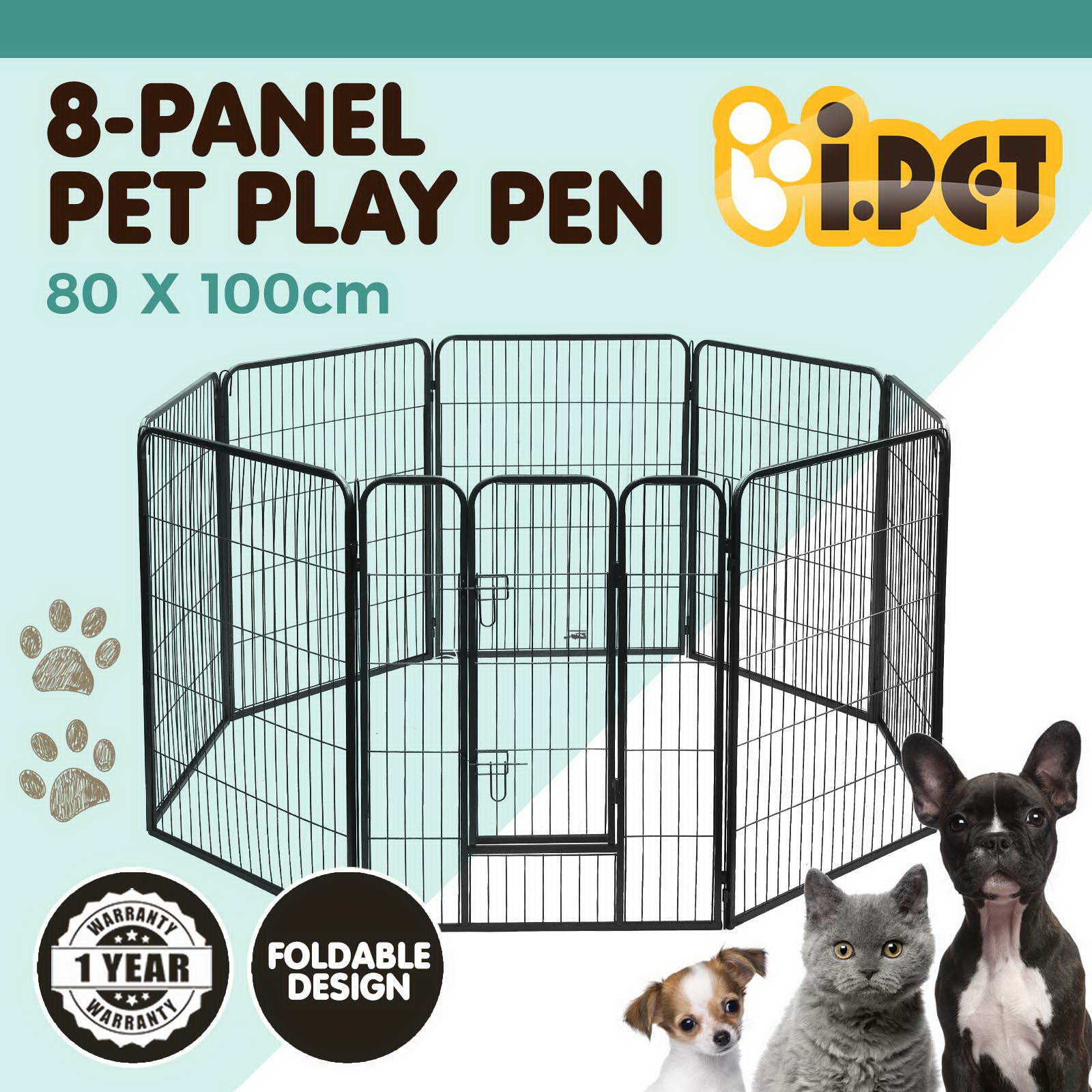 i.Pet Pet Dog Playpen Enclosure Cage 8 Panel Puppy Fence Play Pen Foldable Metal - Picture 12 of 97