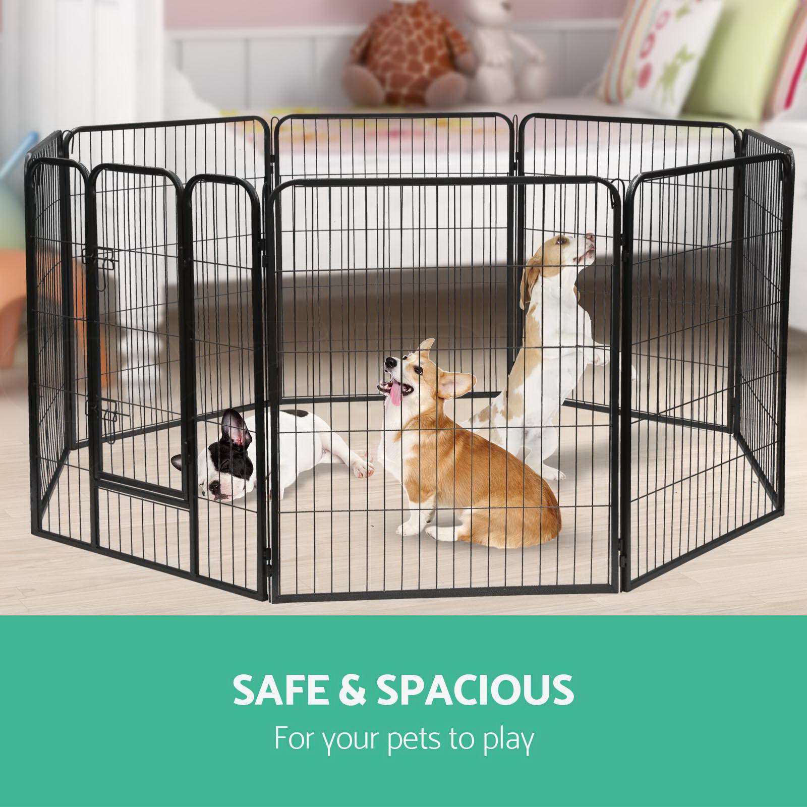 i.Pet Pet Dog Playpen Enclosure Cage 8 Panel Puppy Fence Play Pen Foldable Metal - Picture 13 of 97