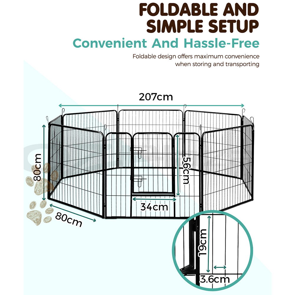 i.Pet Pet Dog Playpen Enclosure Cage 8 Panel Puppy Fence Play Pen Foldable Metal - Picture 29 of 97