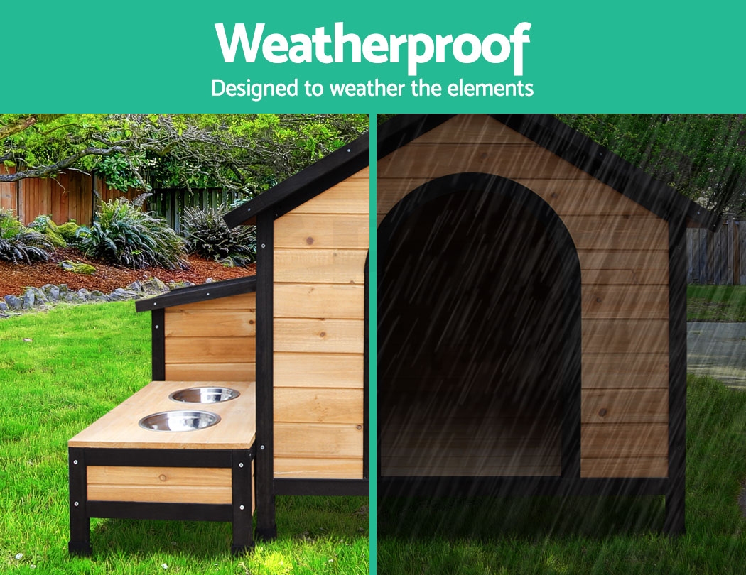 i.Pet Dog House Kennel Pet Timber Wooden Log Cabin Storage Box Bowls Extra Large eBay