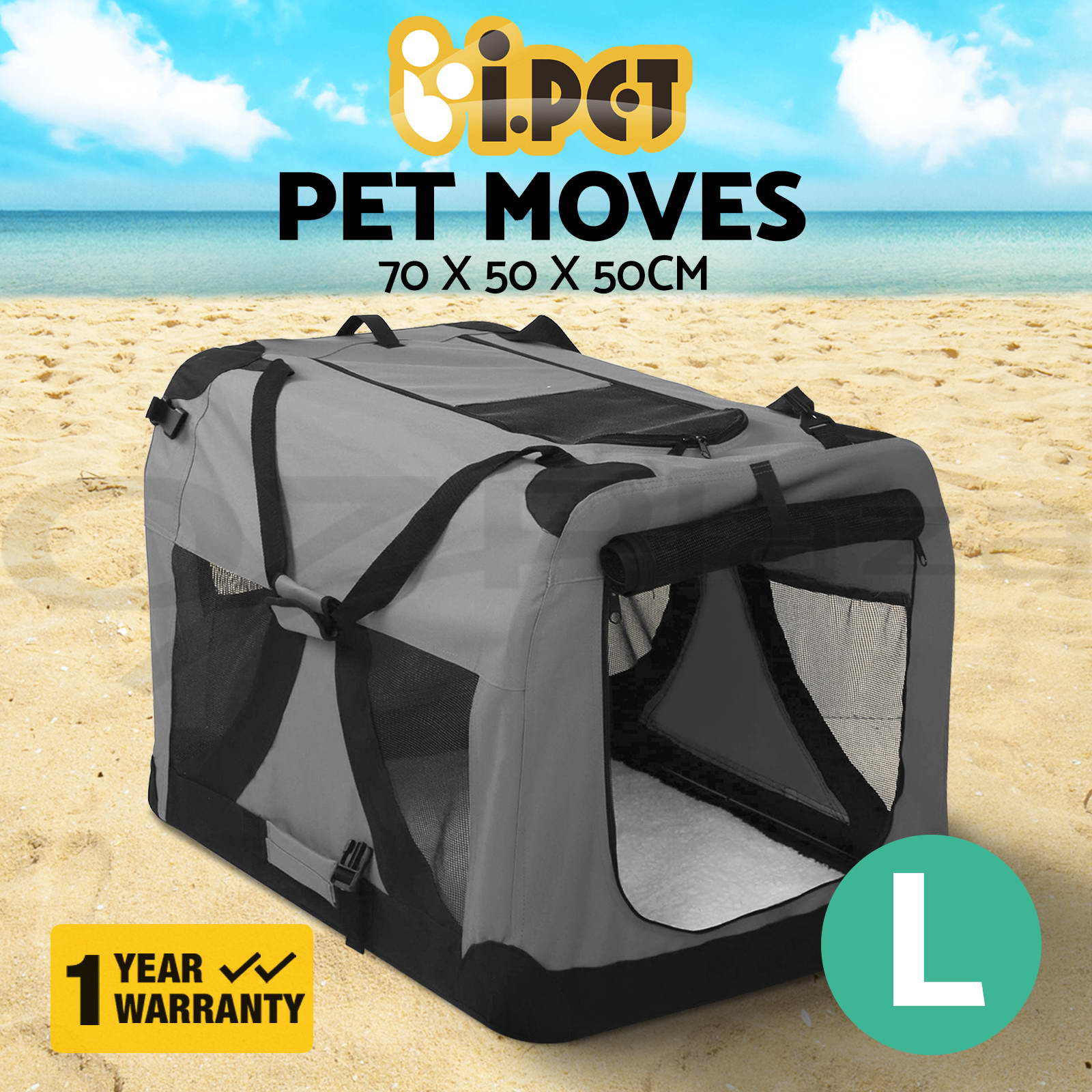 i.Pet Pet Soft Crate Dog Cat Portable Carrier Travel Cage Foldable Large GR Bag