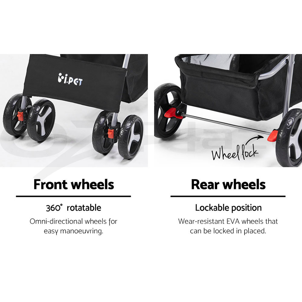 i.Pet Pet Stroller Pram Large Dog Cat Carrier Travel Pushchair Foldable 3/4Wheel - Picture 25 of 27