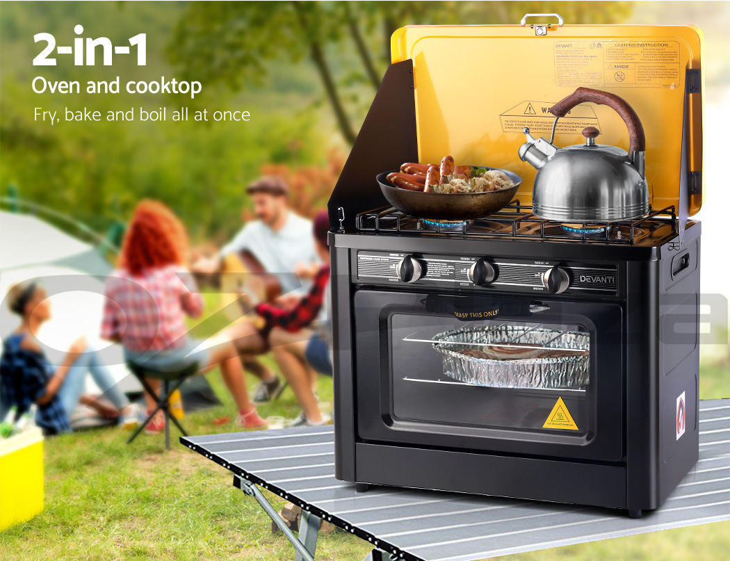 Devanti Portable Gas Oven Camping Stove LPG Gas Cooktop Picnic Outdoor