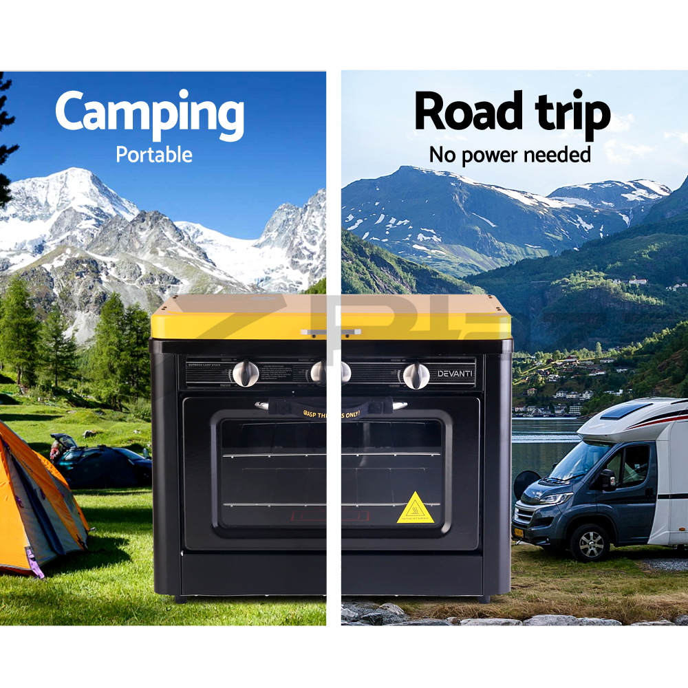 Devanti Portable Gas Camping Oven Stove LPG Cooker Outdoor Caravan eBay