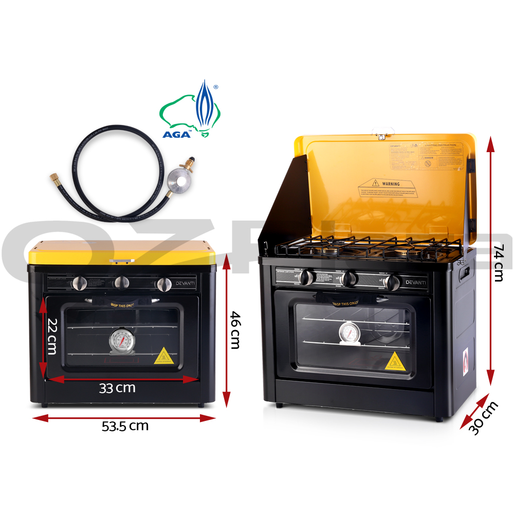 Devanti Portable Gas Camping Oven Stove LPG Cooker Outdoor Caravan eBay