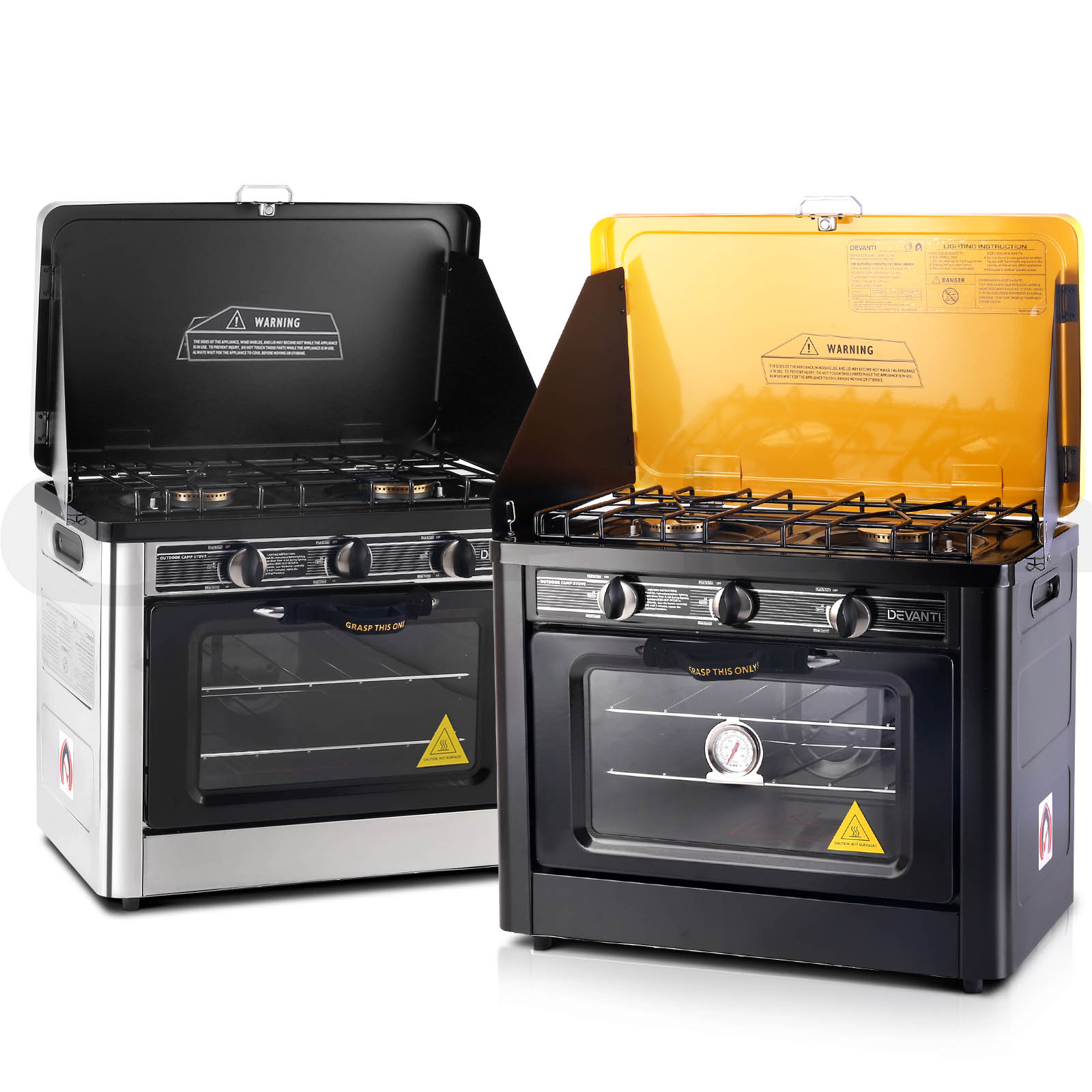 Devanti Portable Gas Oven Camping Cooking LPG 3 Burner Stove Stainless