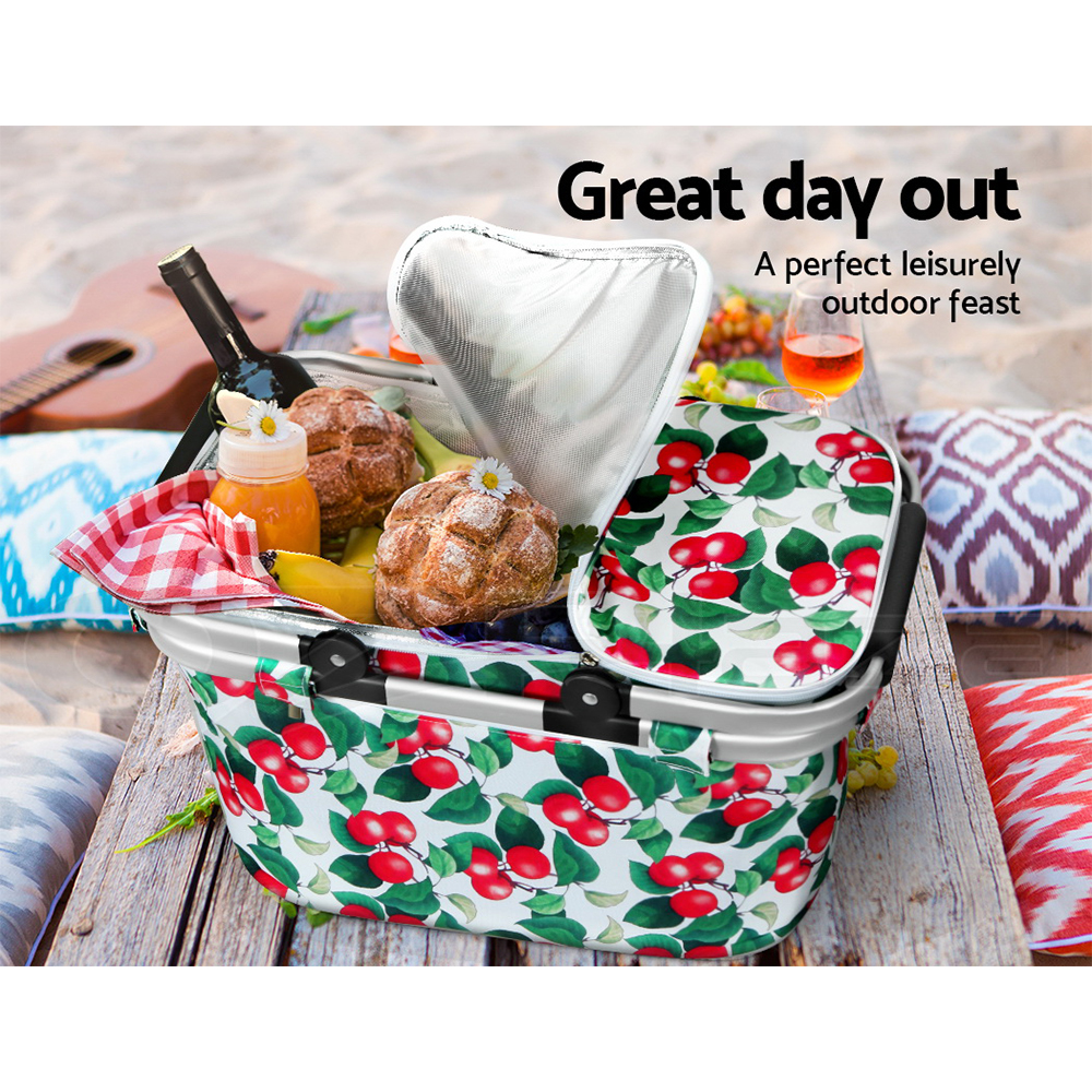 Alfresco Picnic Basket Folding Bag Hamper Camping Hiking Insulated
