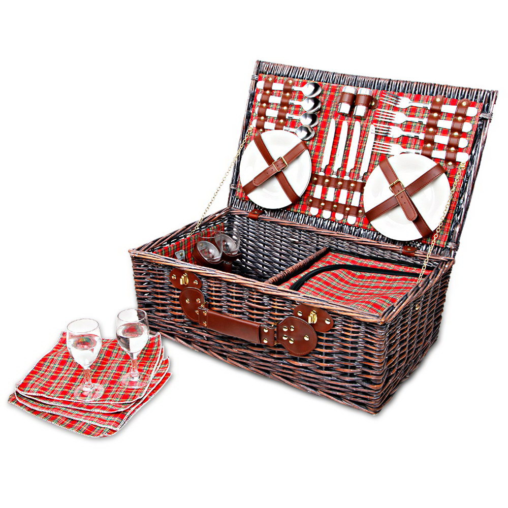 Alfresco Deluxe 2&4&6 Person Picnic Basket Baskets Insulated Bag