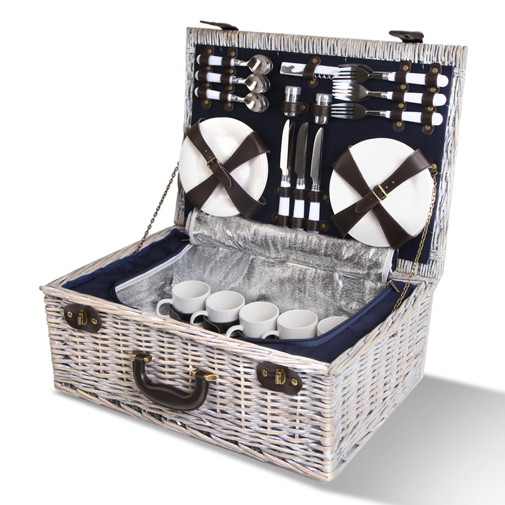 Alfresco Deluxe 2&4&6 Person Picnic Basket Baskets Insulated Bag Blanket eBay