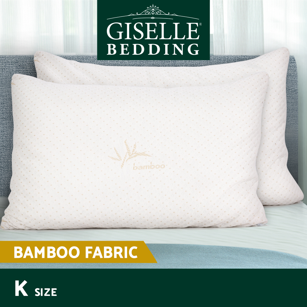 Giselle Bedding Twin Pack Shredded Memory Foam Pillow Bamboo Cover S/K Size - Picture 12 of 33