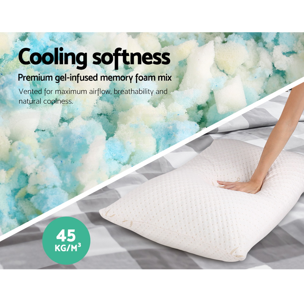 Giselle Bedding Twin Pack Shredded Memory Foam Pillow Bamboo Cover S/K Size - Picture 15 of 33