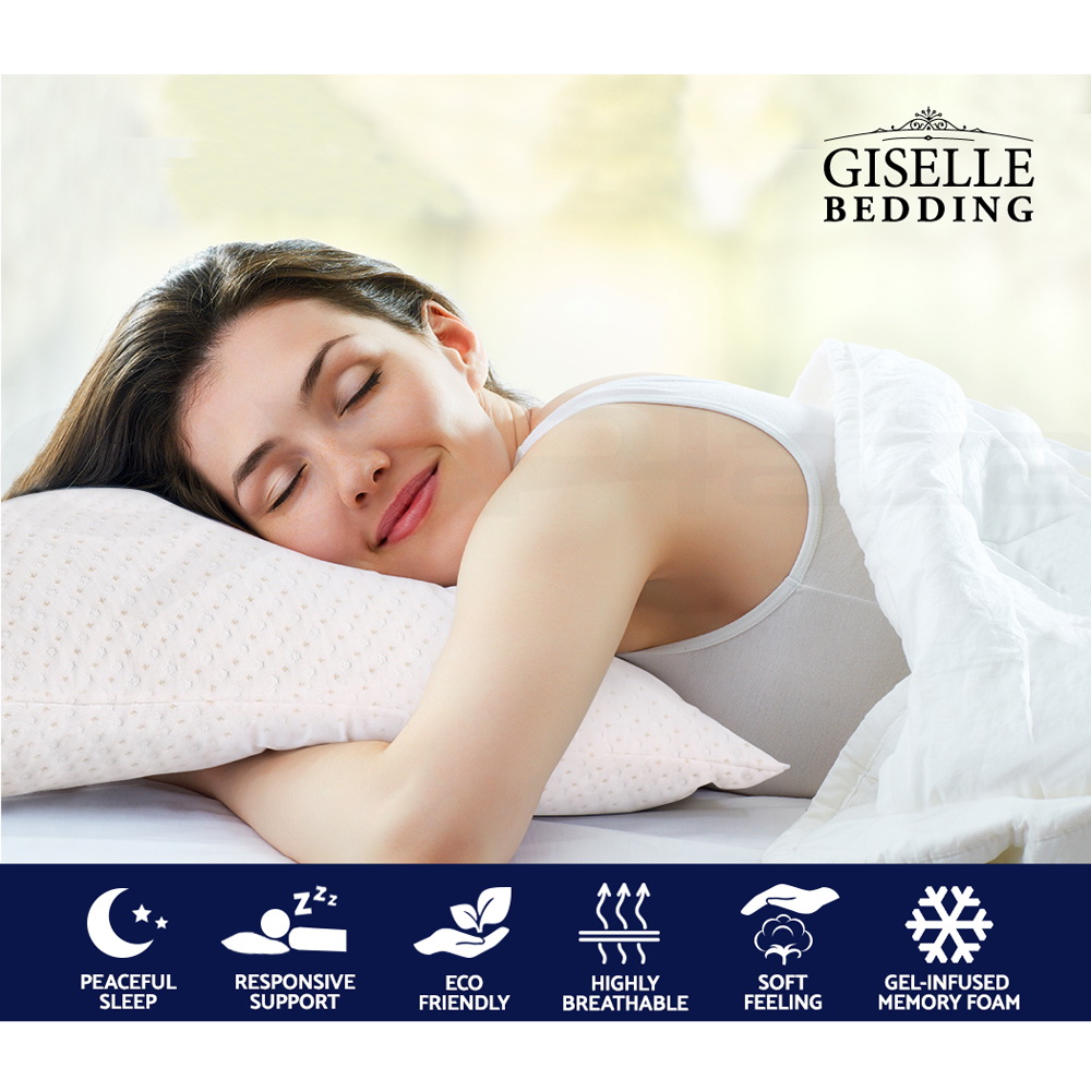 Giselle Bedding Twin Pack Shredded Memory Foam Pillow Bamboo Cover S/K Size - Picture 24 of 33