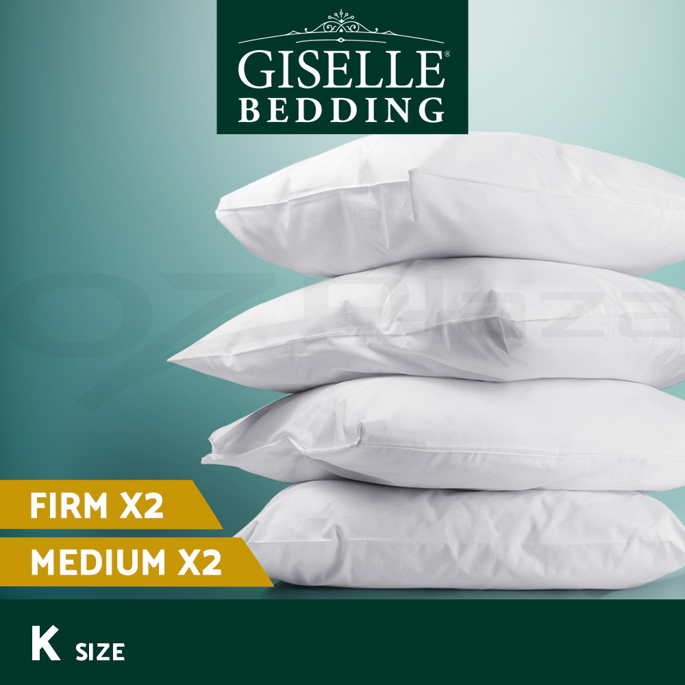 Giselle Bedding Pillows Hotel Family 4 Pack Pillow Bed Soft Medium Firm Cotton - Picture 9 of 12