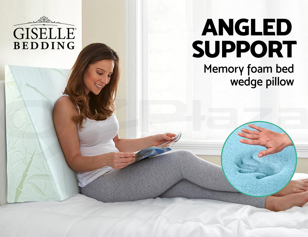Giselle Bedding Wedge Pillow Memory Foam Cushion Back Support Bamboo Pillows 9350062141465 eBay