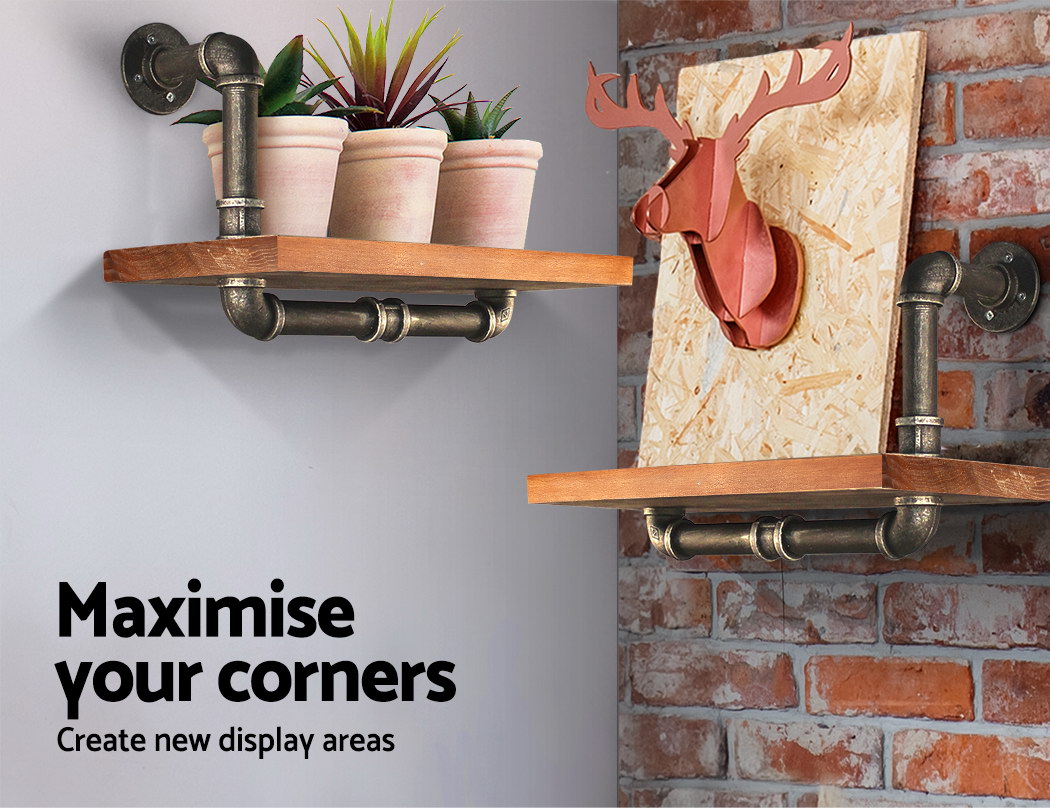 Artiss Bookshelf Display Shelves DIY Pipe Shelf Rustic Brackets