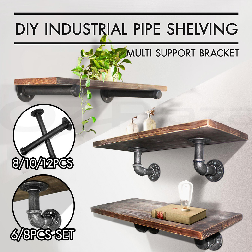 Rustic Vintage Mount Bracket Set Industrial DIY Pipe Shelf Furniture
