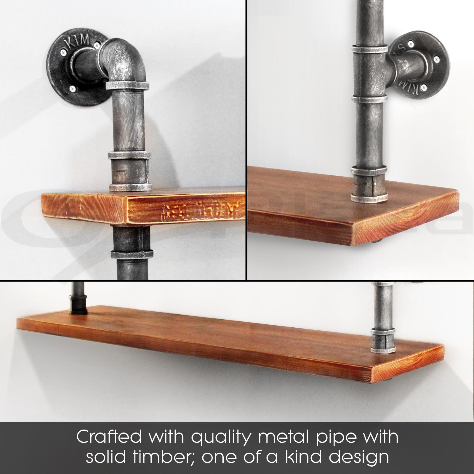 Rustic Industrial DIY Pipe Shelf Storage Vintage Wooden Floating