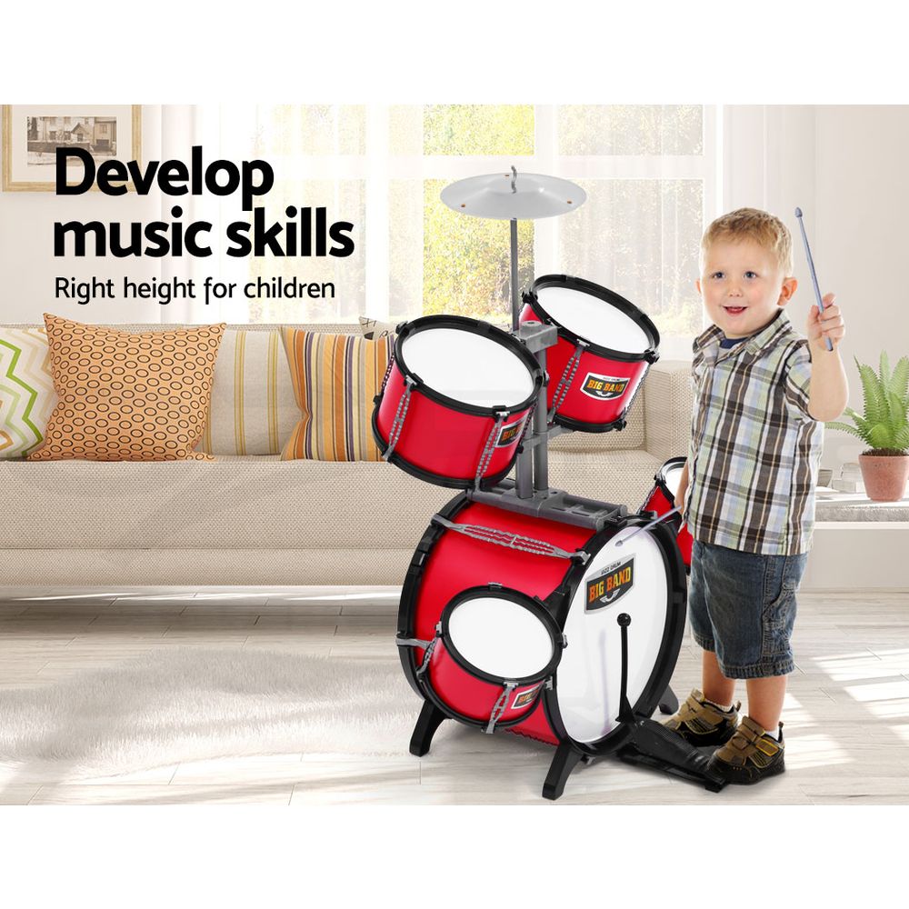 Keezi Kids Drum Set Pretend Play Kit Children Mini Band Play Drums Music Toys - Picture 16 of 33